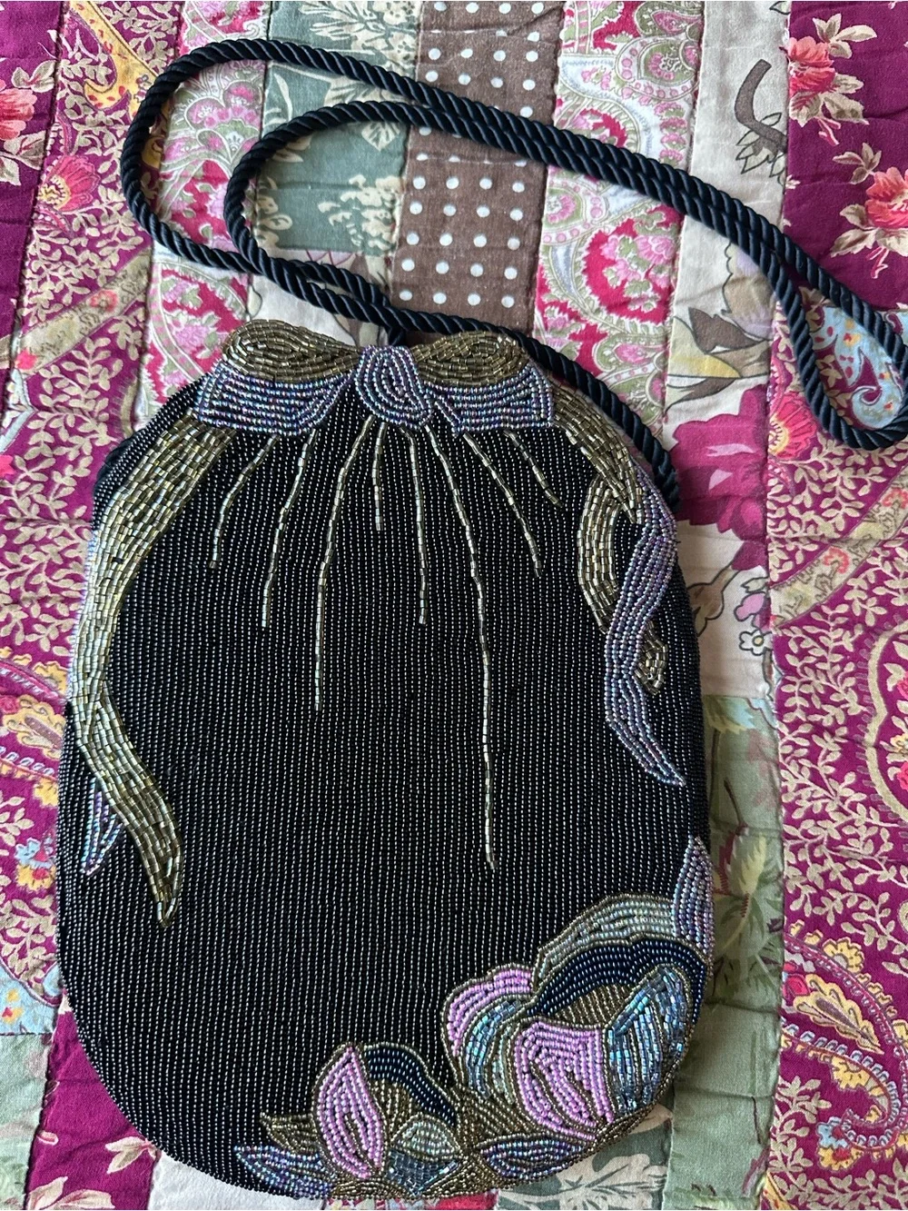 Vintage Art Nouveau style Beaded Crossbody Bag